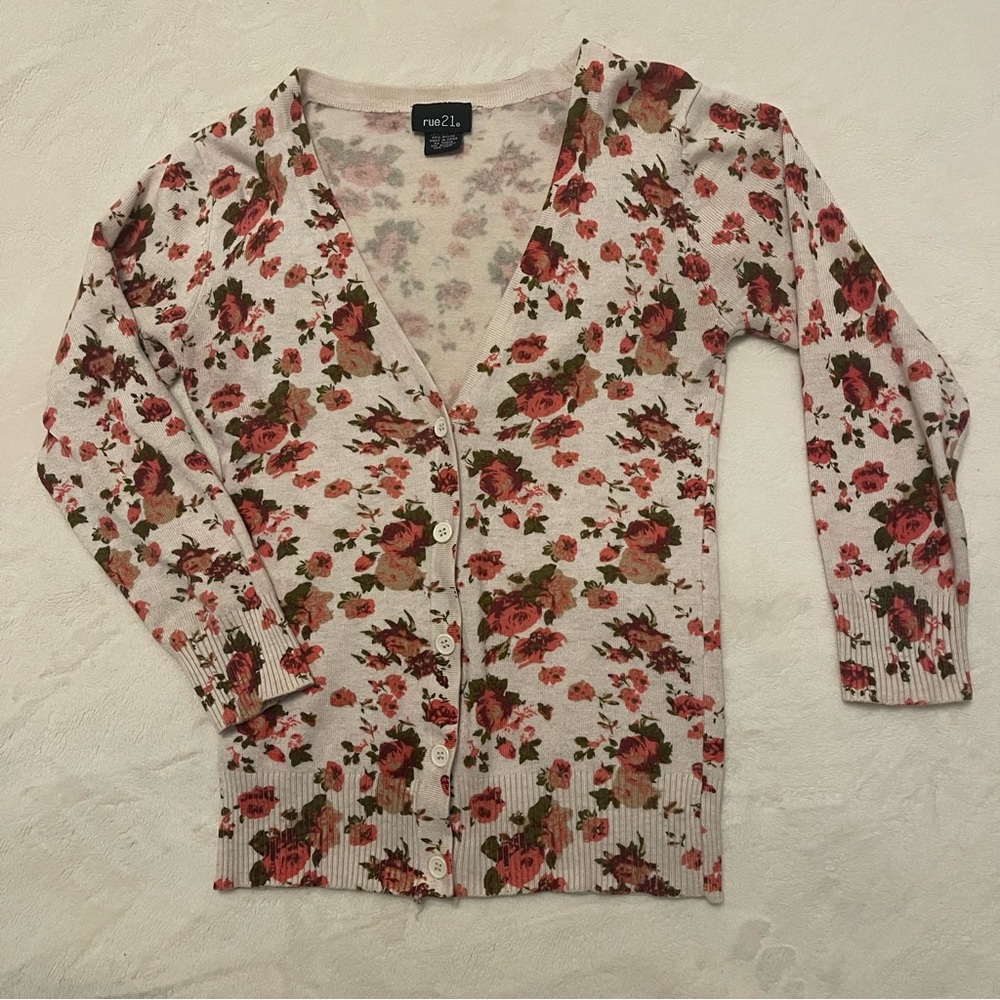 Floral Rose Cardigan | Preppy Goth & Dark Academia Cottagecore
